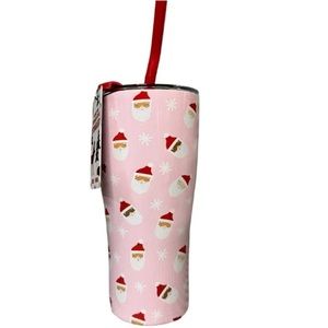 Santa Claus Christmas Holiday Stainless Steel 30oz Pink Tumbler